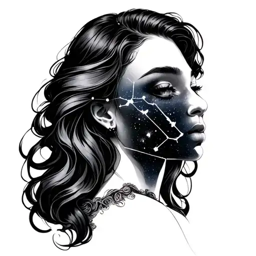 Beautiful Woman With Gemini Symbol And Gemini Constellatiom