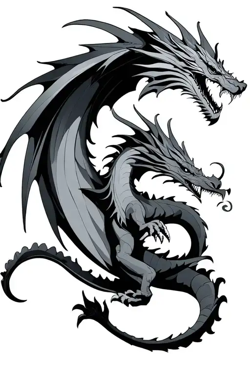 One Line Dragons Flying