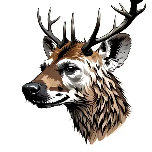 Hyena With Deer Antlers