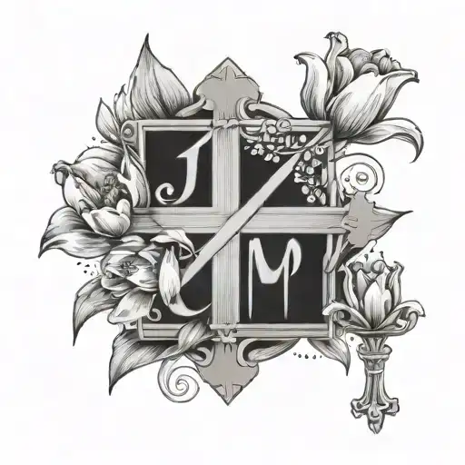 Cross With The Words I Am Second Inside And Tulips That Surround