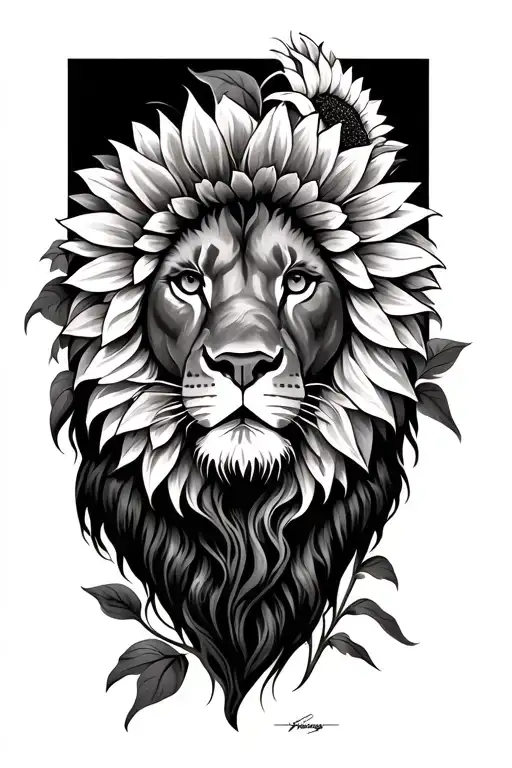 Lion Sunflowers Intertwined