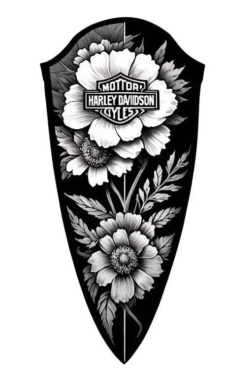 Harley-davidson Shield And Flowers