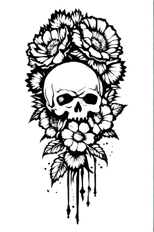 Harley-davidson Logo And Flowers