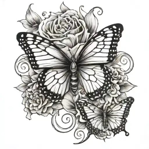 Butterfly With Melanie And 11-08-18 On Forearm Sleeve