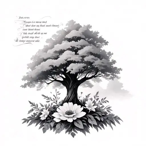 Bible Scriptures And Flowers With Trees