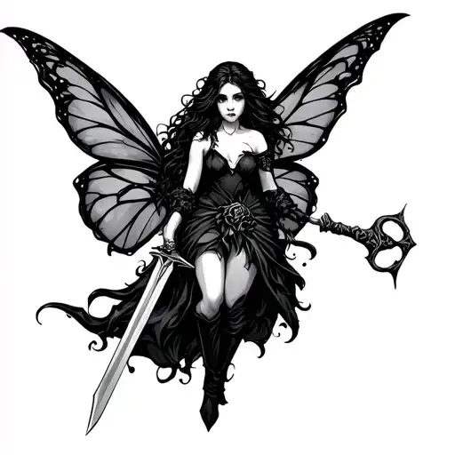 Gothic Fairy Holding A Sword