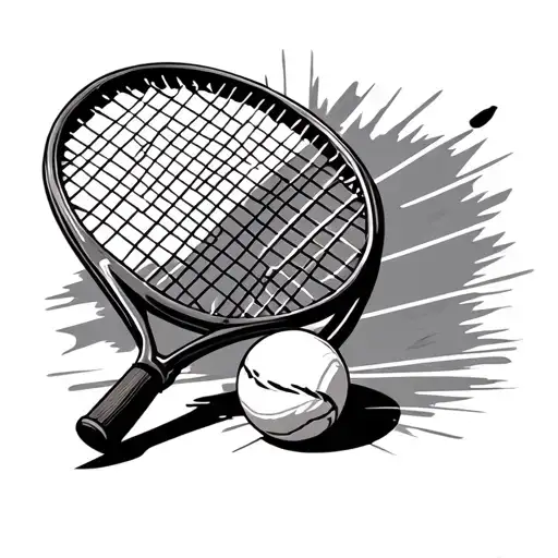 Tennis Racket Ball And Court