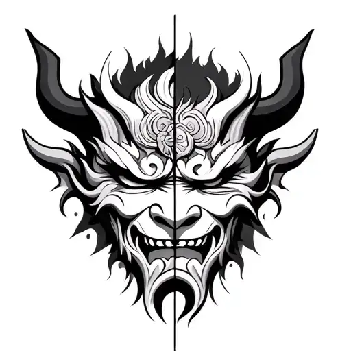 Oni Mask Split In Half