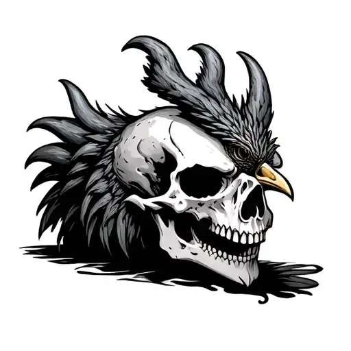 Funny Demon Chicken Skull