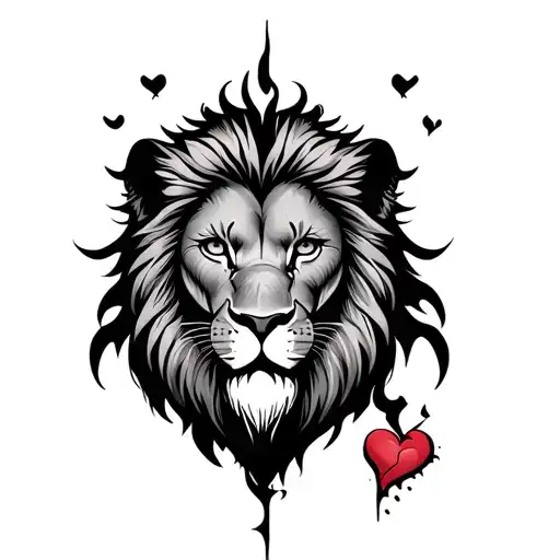 Broken Heart Human And A Lion Face