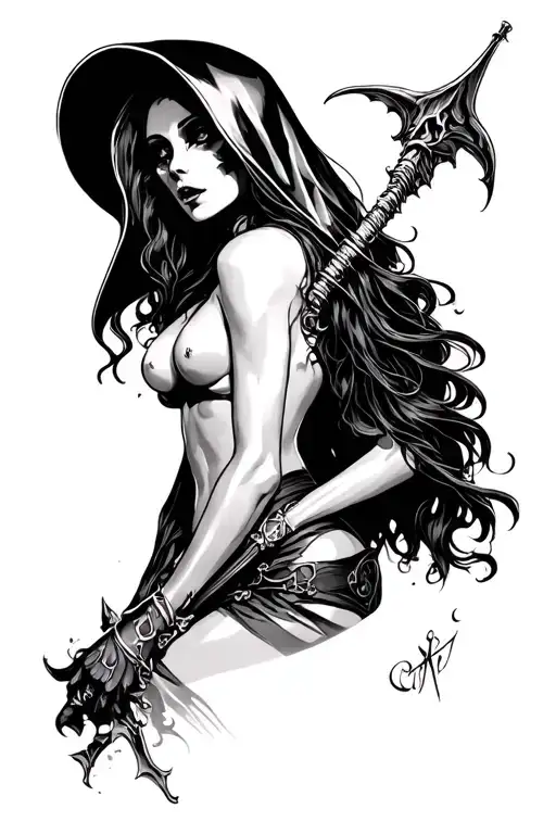 Sexy Woman Grim Reaper