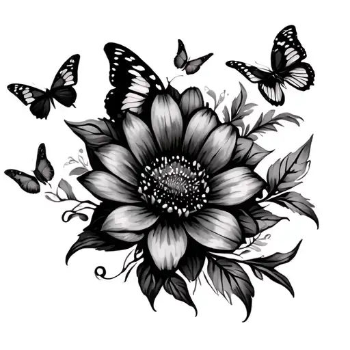 Flower And Butterflies Fluttering