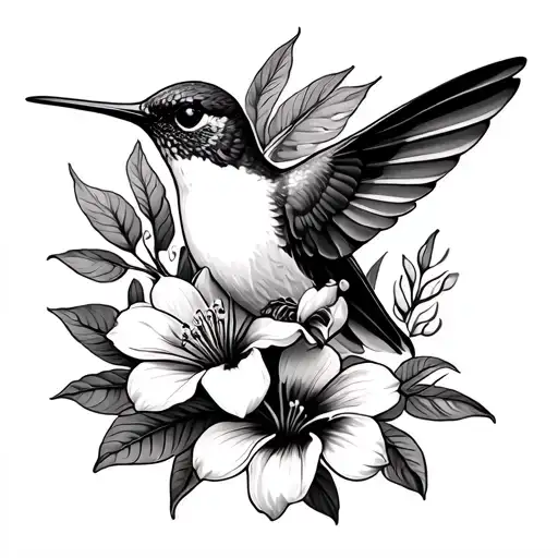 Costa Rican Hummingbird Surrounded By Native Costa Rican Flowers