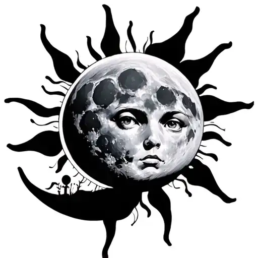 Moon And Sun Setting