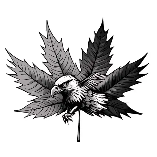 Philippine Eagle Biting Canadian Maple Leaf And Philippine Sun