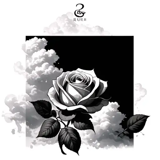 Cresent Mood Above Clouds With A Rose