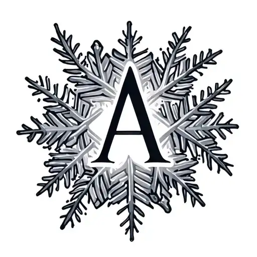 A Very Fine Snowflake With Letters A And M In Branch