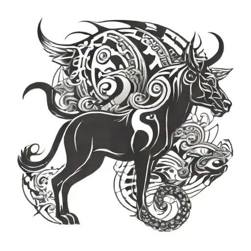 An Abstract Representation Of The Client's Occupation Intertwined With Animal Motifs