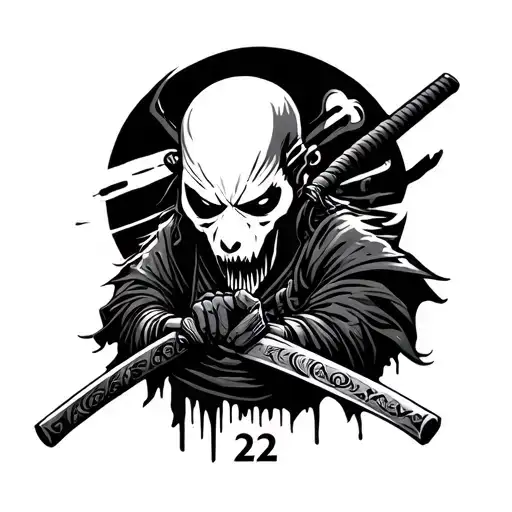 Ghost Samurai With Katana And Number 22