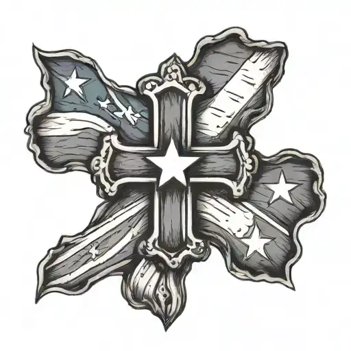 Wooden Cross With Texas Flag