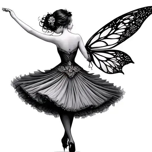 Back Of A Fairy In A Dancing Dress