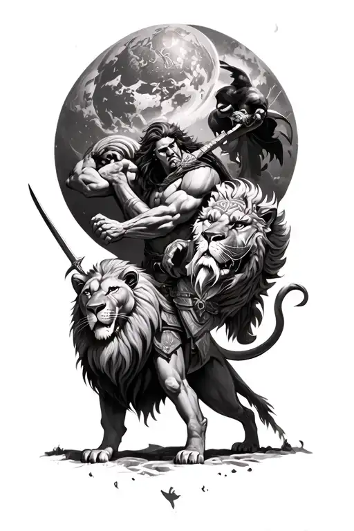 War God Mars Fights With A Lion