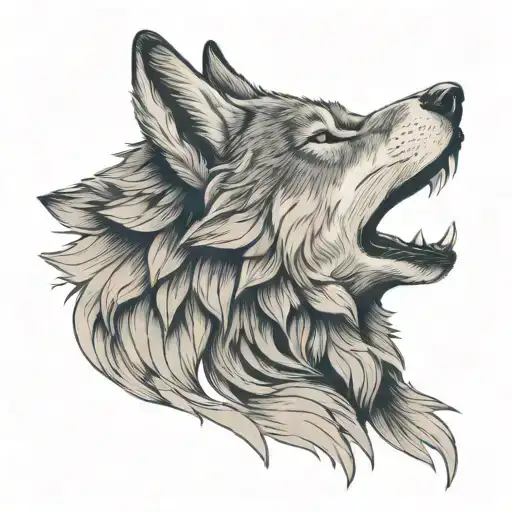 Wolf Howling Over A Shyling