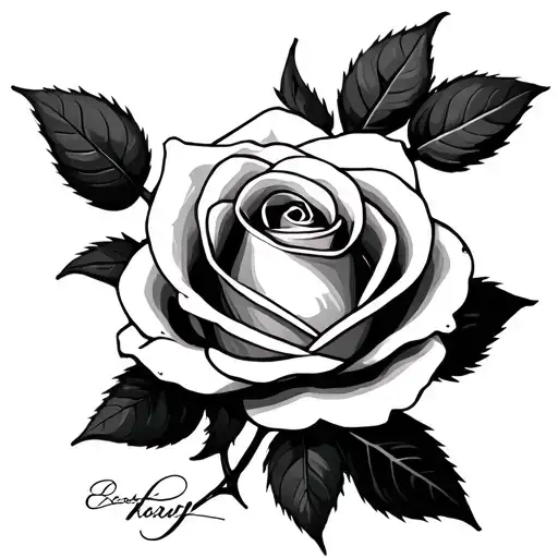 Rose With Signature Incorporated In Stem