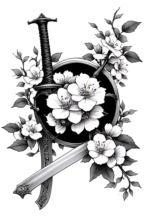 Cheery Blossoms Vine Around Ninja Sword