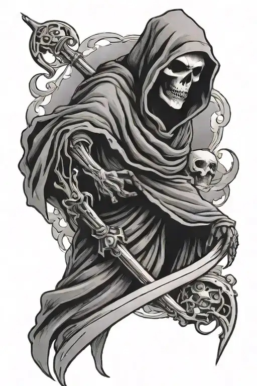 Grim Reaper With A Black Cloud Above It