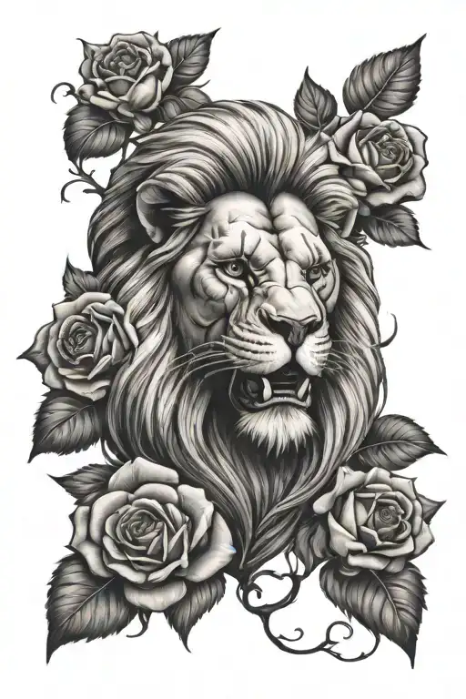 Skull Lion Roses