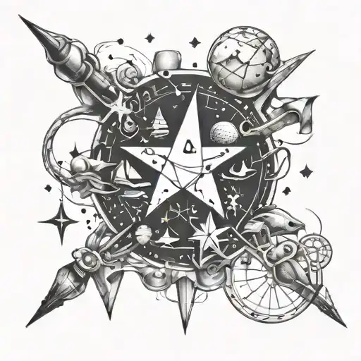A Constellation Of Love-themed Symbols Intertwined With Pharmacy Tools