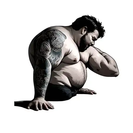 Skinny Person Looking At The Previous Fat Version Of Himself
