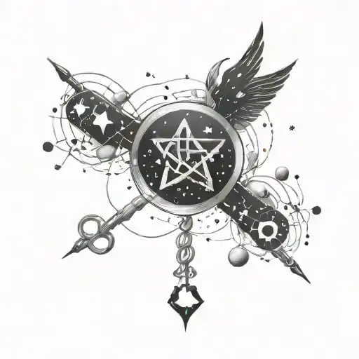 A Constellation Of Love-themed Symbols Intertwined With Pharmacy Tools