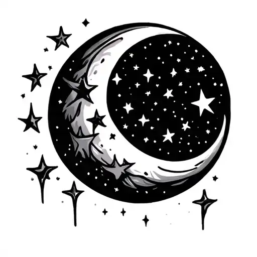 Crescent Moon With Stars