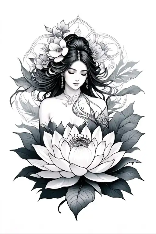 Belladona With Lotus Flower Intertwined