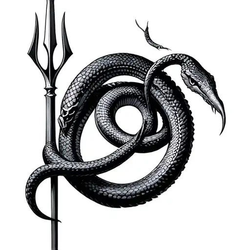 Snake Circle With A Trident Piercing