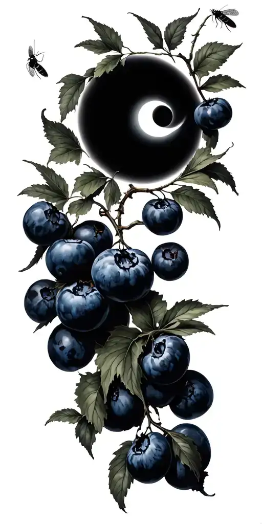 Blueberry Vine Wrapping With Insects And Solar Eclipse