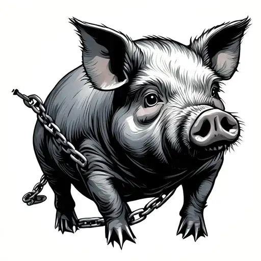 Pig With A Chain