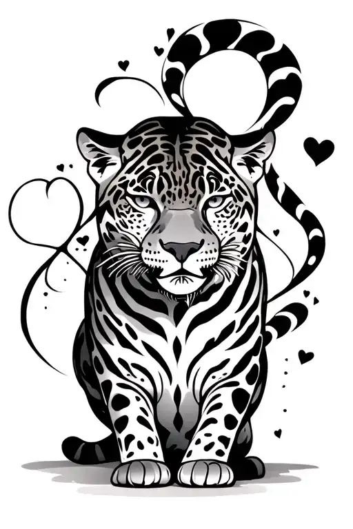 A Jaguar But Its Fur Is Heart Shaped Like