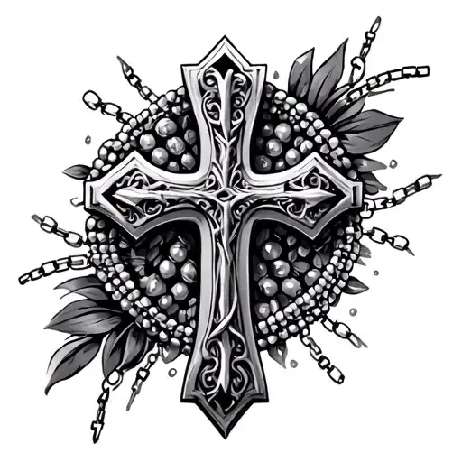 Cross With Chain Of Beads