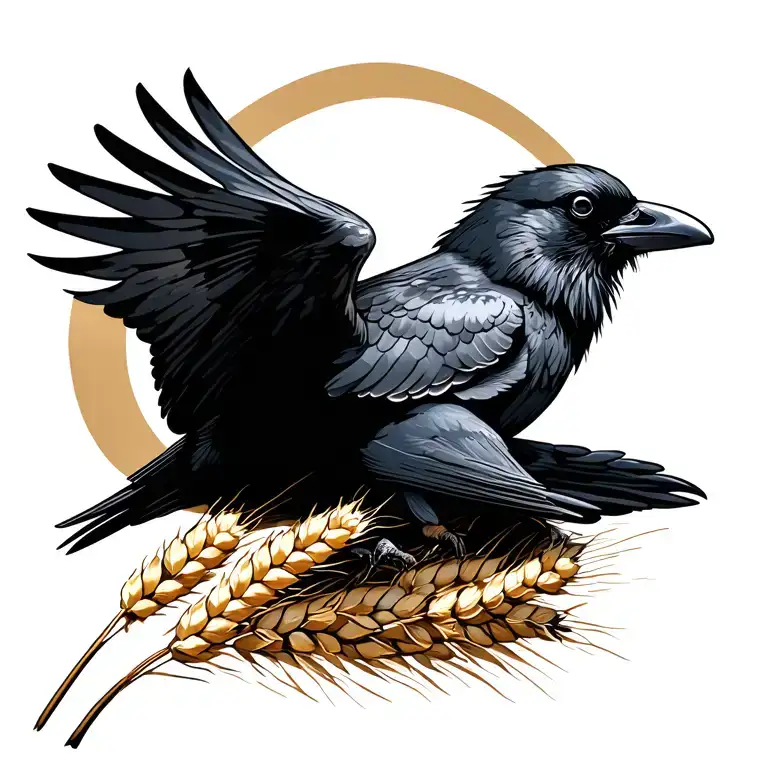 Wheat And Raven Flying