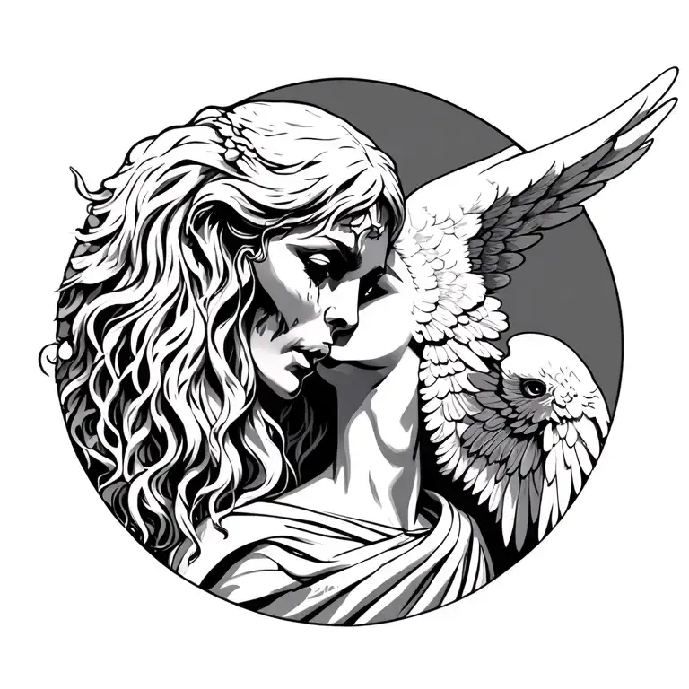 Meduza Head And Angel Who Is Killing A Demond