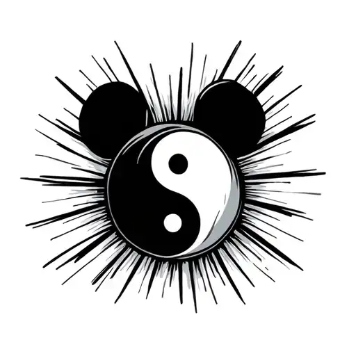 Mickey Peace Sign Ying Yang
