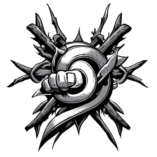 Iron Fist Tattoo For Upper Leg
