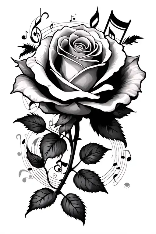 Rose And Music Notes