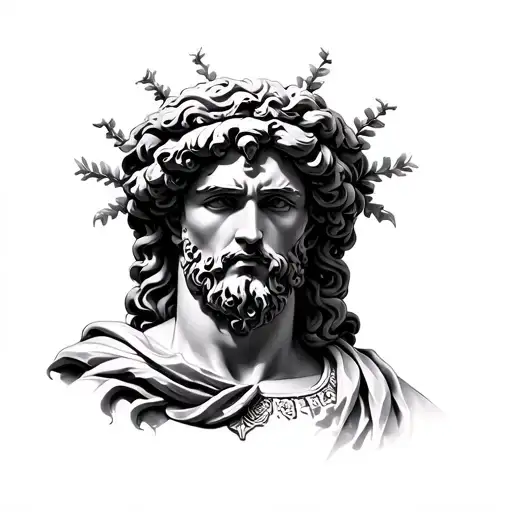 Roman God Figure Surrounded