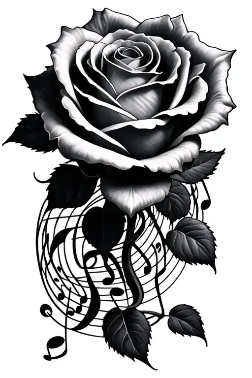 Rose And Music Notes Forming The Shape