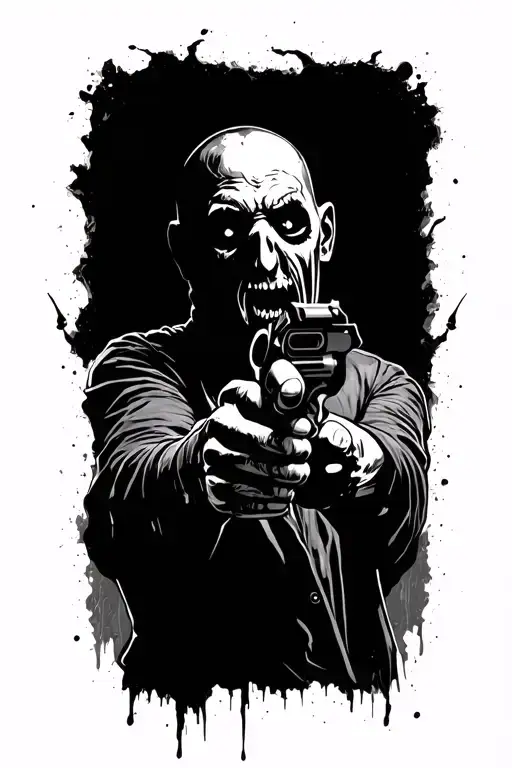 Scary Creepy A Guys Shadow Pointing A Gun At Himself