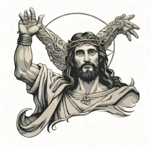 Jesus With His Arms Open Looking Down To You